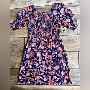 Old Navy Floral Smocked Elbow-Sleeve Dress for Girls sz 10-12 or L